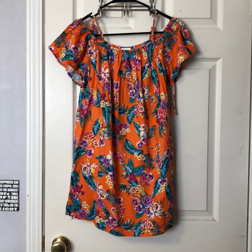 Orange Tropical Floral Dress